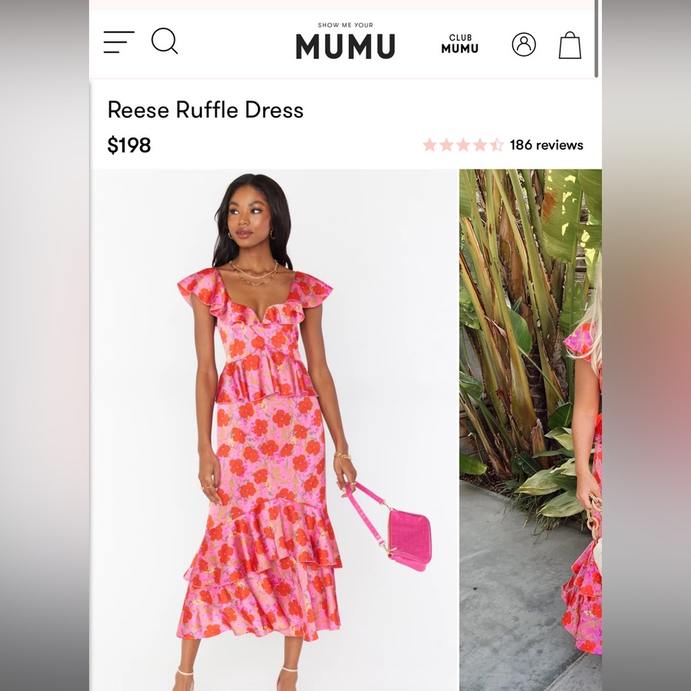 Show me your Mumu reese ruffle dress in smooch floral size XS